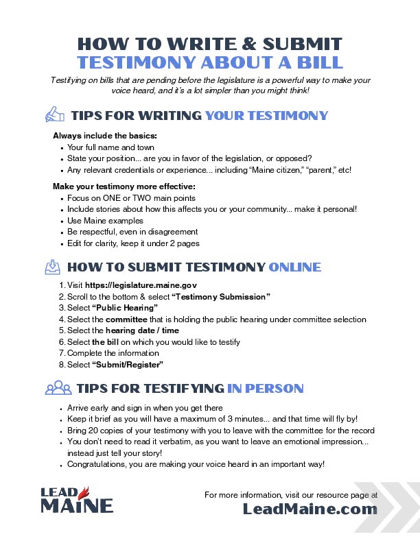 How to Write & Submit Testimony About a Bill
